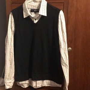 2 piece vest/button down combo (sewn in)